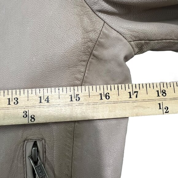 Muubaa London Tan Leather Edgy Minimalist Sleek Streetwear Moto Jacket Size 4 - Picture 8 of 13
